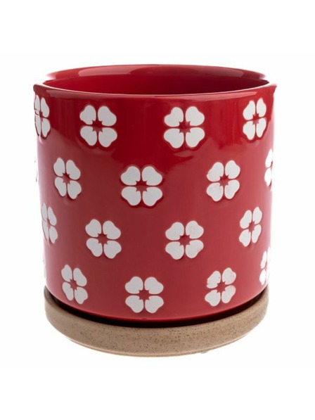 Casa de Engel Ghiveci ceramic cu farfurie, roșu, 0/12