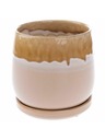 Casa de Engel Ghiveci ceramic cu farfurie, galben, 0/24