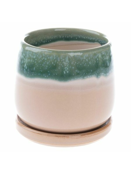 Casa de Engel Ghiveci ceramic cu farfurie, verde, 0/24