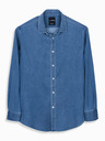 Ombre Clothing Cămașă bărbătească din denim cu lyocell și broderie pe piept - albastru Ombre Clothing