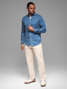 Ombre Clothing Cămașă bărbătească din denim cu lyocell și broderie pe piept - albastru Ombre Clothing