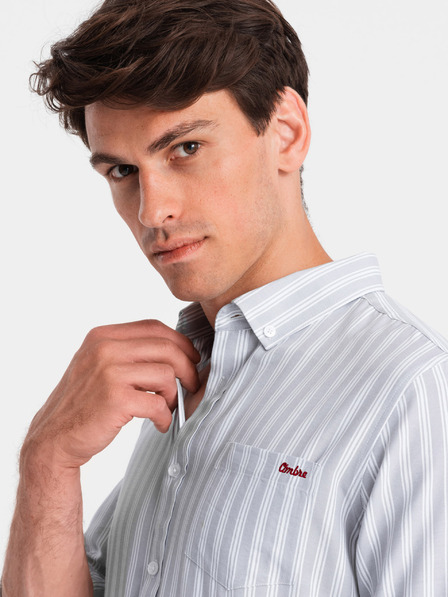 Ombre Clothing Cămașă pentru bărbați, cu dungi albe, REGULAR FIT, cu buzunar Ombre Clothing