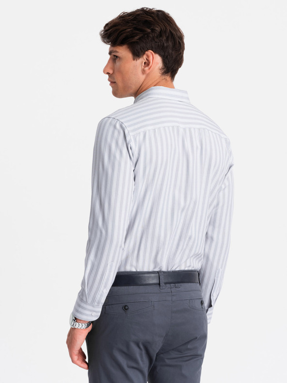 Ombre Clothing Cămașă pentru bărbați, cu dungi albe, REGULAR FIT, cu buzunar Ombre Clothing
