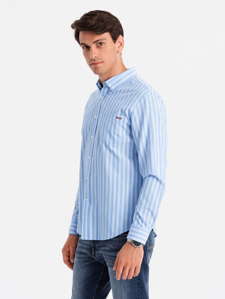Ombre Clothing Cămașă pentru bărbați, cu dungi albe, REGULAR FIT, cu buzunar Ombre Clothing