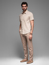 Ombre Clothing Cămașă bărbătească cu mânecă scurtă și guler cubanez Beige Ombre Clothing