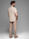Ombre Clothing Cămașă bărbătească cu mânecă scurtă și guler cubanez Beige Ombre Clothing