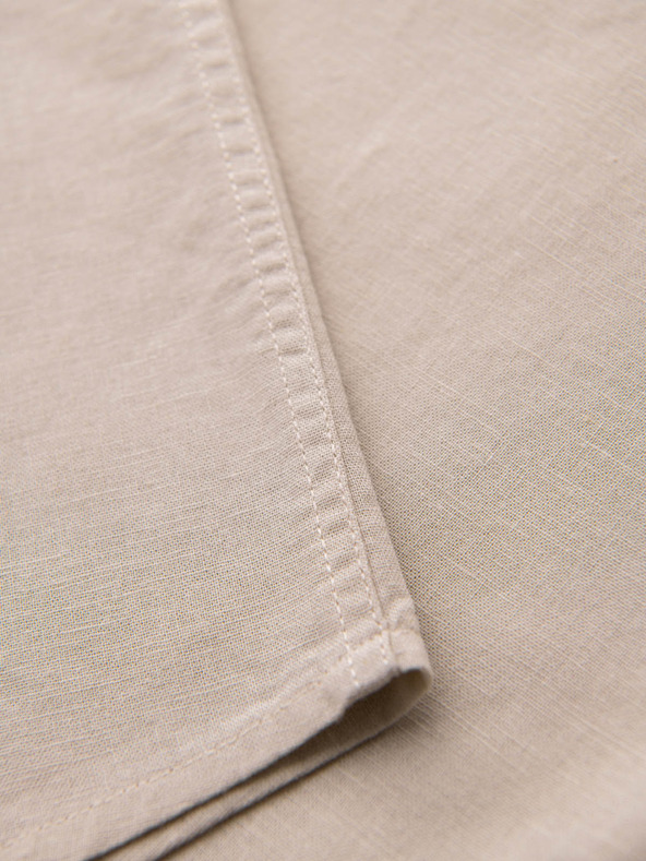 Ombre Clothing Cămașă bărbătească cu mânecă scurtă și guler cubanez Beige Ombre Clothing