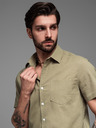 Ombre Clothing Cămașă bărbătească cu mânecă scurtă și guler cubanez kaki Îmbrăcăminte Ombre