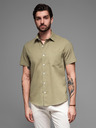 Ombre Clothing Cămașă bărbătească cu mânecă scurtă și guler cubanez kaki Îmbrăcăminte Ombre
