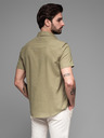 Ombre Clothing Cămașă bărbătească cu mânecă scurtă și guler cubanez kaki Îmbrăcăminte Ombre