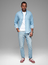 Ombre Clothing Cămașă pentru bărbați din denim fin cu model și buzunar - albastru deschis Ombre Clothing
