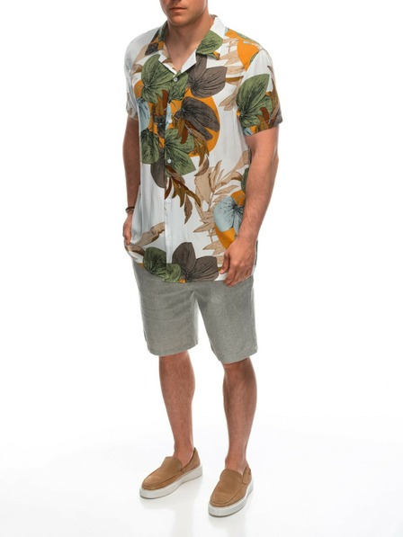 Ombre Clothing Tricou cu mâneci scurte cu model din viscoză pentru bărbați OM-SHPS-0113 Ombre Clothing alb