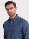 Ombre Clothing Cămașă de bărbați din denim fin cu model și buzunar - albastru Ombre Clothing