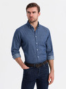 Ombre Clothing Cămașă de bărbați din denim fin cu model și buzunar - albastru Ombre Clothing