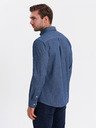 Ombre Clothing Cămașă de bărbați din denim fin cu model și buzunar - albastru Ombre Clothing