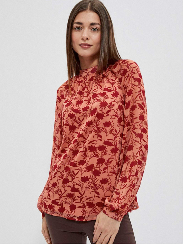 Moodo Bluză cu flori pentru femei Moodo portocaliu vin