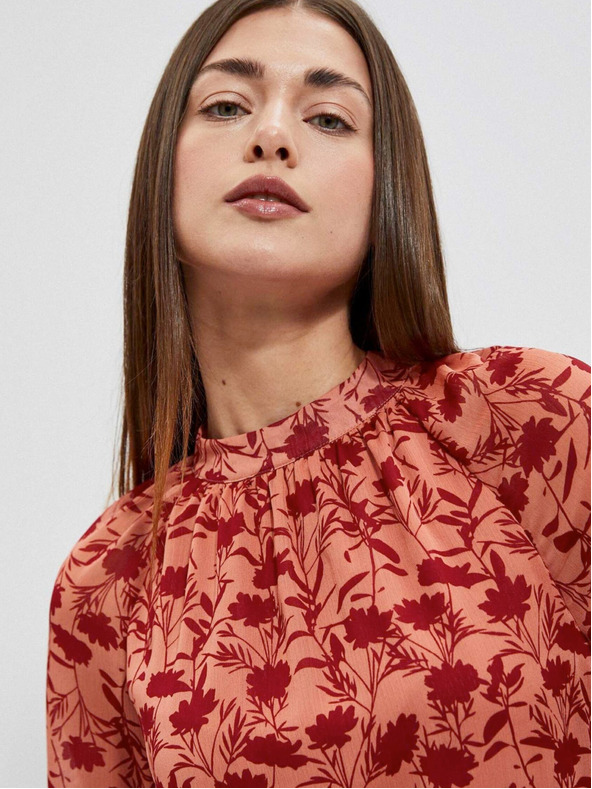 Moodo Bluză cu flori pentru femei Moodo portocaliu vin