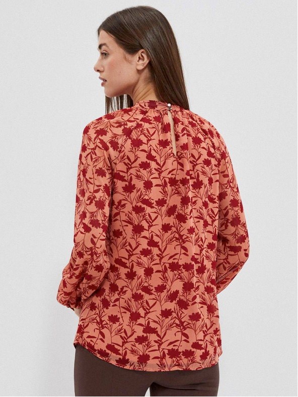 Moodo Bluză cu flori pentru femei Moodo portocaliu vin