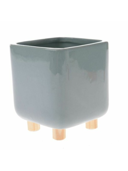 Casa de Engel Înveliș ceramic pentru ghiveci cu picioare din lemn, verde deschis, 0/24