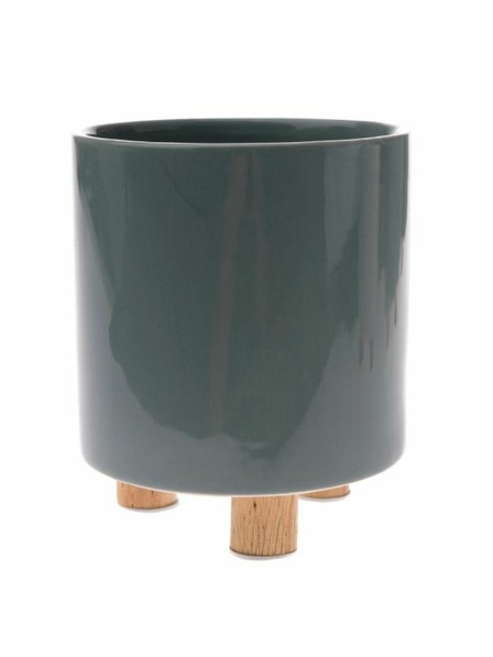 Casa de Engel Ghiveci ceramic cu picioare din lemn, verde deschis, 0/12