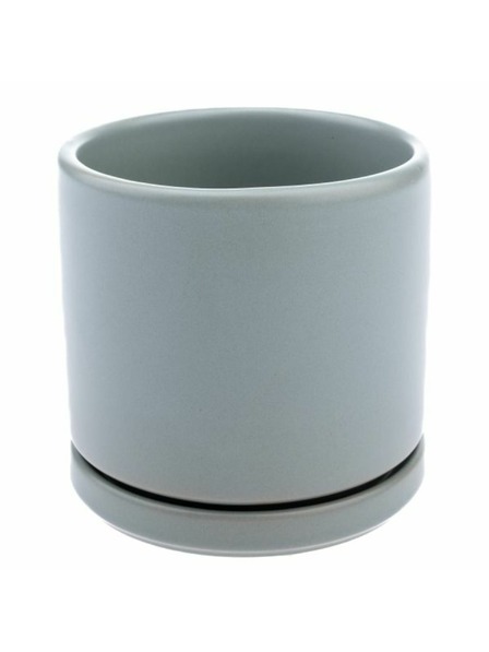 Casa de Engel Ghiveci ceramic cu farfurie, gri, 0/24