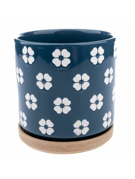 Casa de Engel Ghiveci ceramic cu farfurie, albastru, 0/12