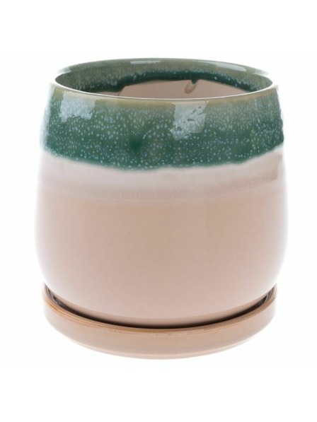 Casa de Engel Ghiveci ceramic cu farfurie, verde, 0/12