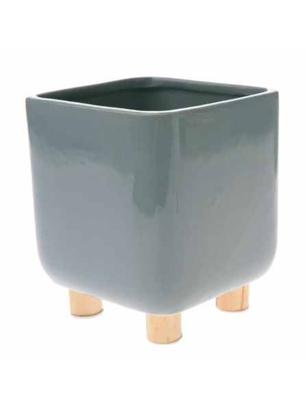 Casa de Engel Înveliș ceramic pentru ghiveci cu picioare din lemn, verde deschis, 0/8