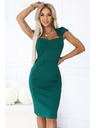 numoco 318-7 Rochie midi elegantă cu decolteu frumos - verde
