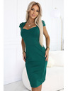 numoco 318-7 Rochie midi elegantă cu decolteu frumos - verde