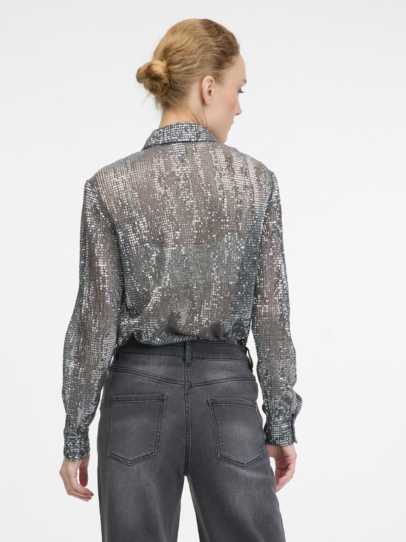 Orsay Bluză argintie pentru femei cu guler ORSAY