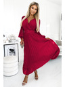 numoco 414-9 KLARA Rochie cu volane și decolteu - Culoare bordo