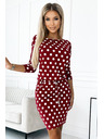numoco 13-164 Rochie sport cu legare și buzunare - bordo + buline