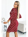 numoco 13-164 Rochie sport cu legare și buzunare - bordo + buline