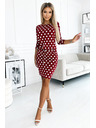numoco 13-164 Rochie sport cu legare și buzunare - bordo + buline