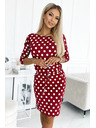 numoco 13-164 Rochie sport cu legare și buzunare - bordo + buline