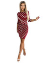 numoco 13-164 Rochie sport cu legare și buzunare - bordo + buline