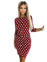 numoco 13-164 Rochie sport cu legare și buzunare - bordo + buline