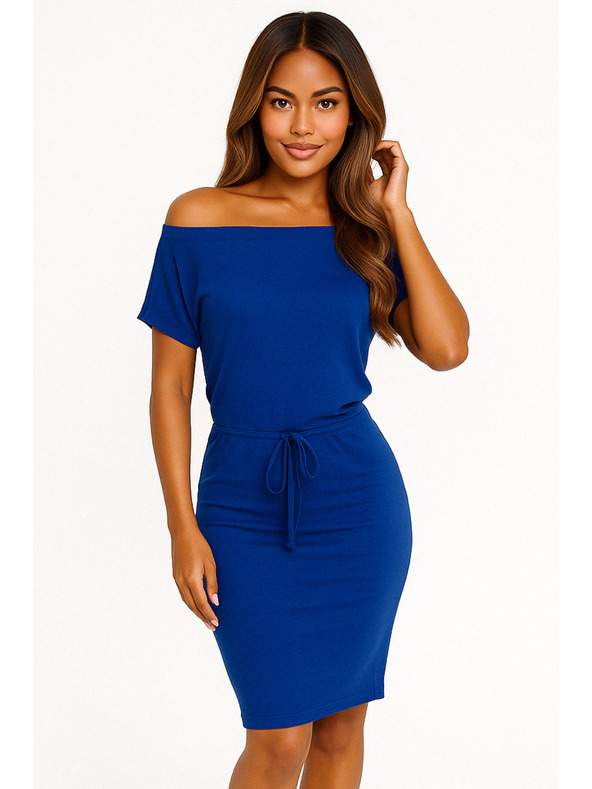 numoco 139-12 Rochie sport cu mânecă scurtă - albastru