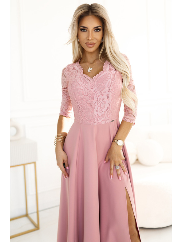 numoco Rochie lungă elegantă din dantelă cu decolteu Numoco