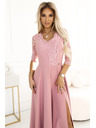 numoco Rochie lungă elegantă din dantelă cu decolteu Numoco