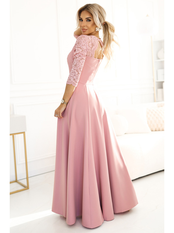 numoco Rochie lungă elegantă din dantelă cu decolteu Numoco