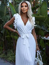 numoco Rochie midi plisată cu decolteu în inimă și volane delicate - alb Numoco