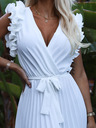 numoco Rochie midi plisată cu decolteu în inimă și volane delicate - alb Numoco