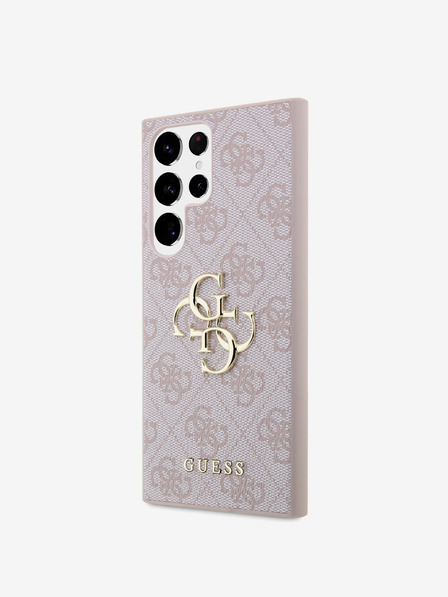 Guess PU 4G Metal Logo Zadní Kryt pro Samsung Galaxy S24 Ultra Pink Carcasa de telefon