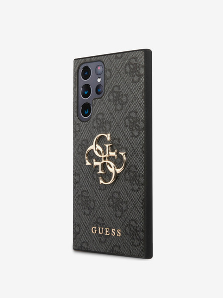 Guess PU 4G Metal Logo Zadní Kryt pro Samsung Galaxy S24 Ultra Grey Carcasa de telefon