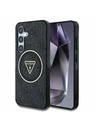 Guess IML 4G Glitter and Triangle Logo MagSafe Zadní Kryt pro Samsung Galaxy S25 Black Carcasa de telefon