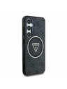 Guess IML 4G Glitter and Triangle Logo MagSafe Zadní Kryt pro Samsung Galaxy S25 Black Carcasa de telefon