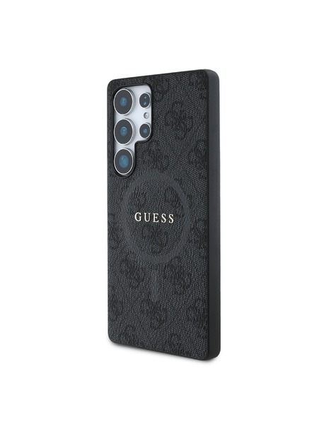 Guess PU Leather 4G Colored Ring MagSafe Zadní Kryt pro Samsung Galaxy S25 Ultra Black Carcasa de telefon