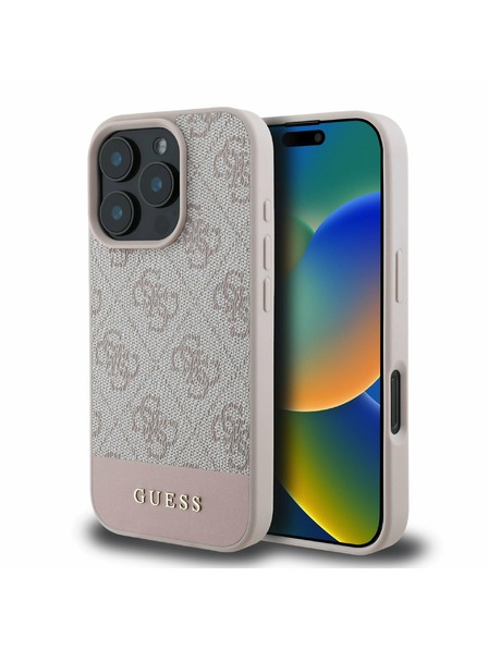 Guess PU 4G Stripe Zadní Kryt pro iPhone 16 Pro Pink Carcasa de telefon